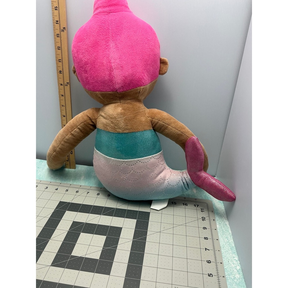 Plush Mermaid Doll Pink Hair Blue Green Teal Sequins Tail Toy - Picture 4 of 6
